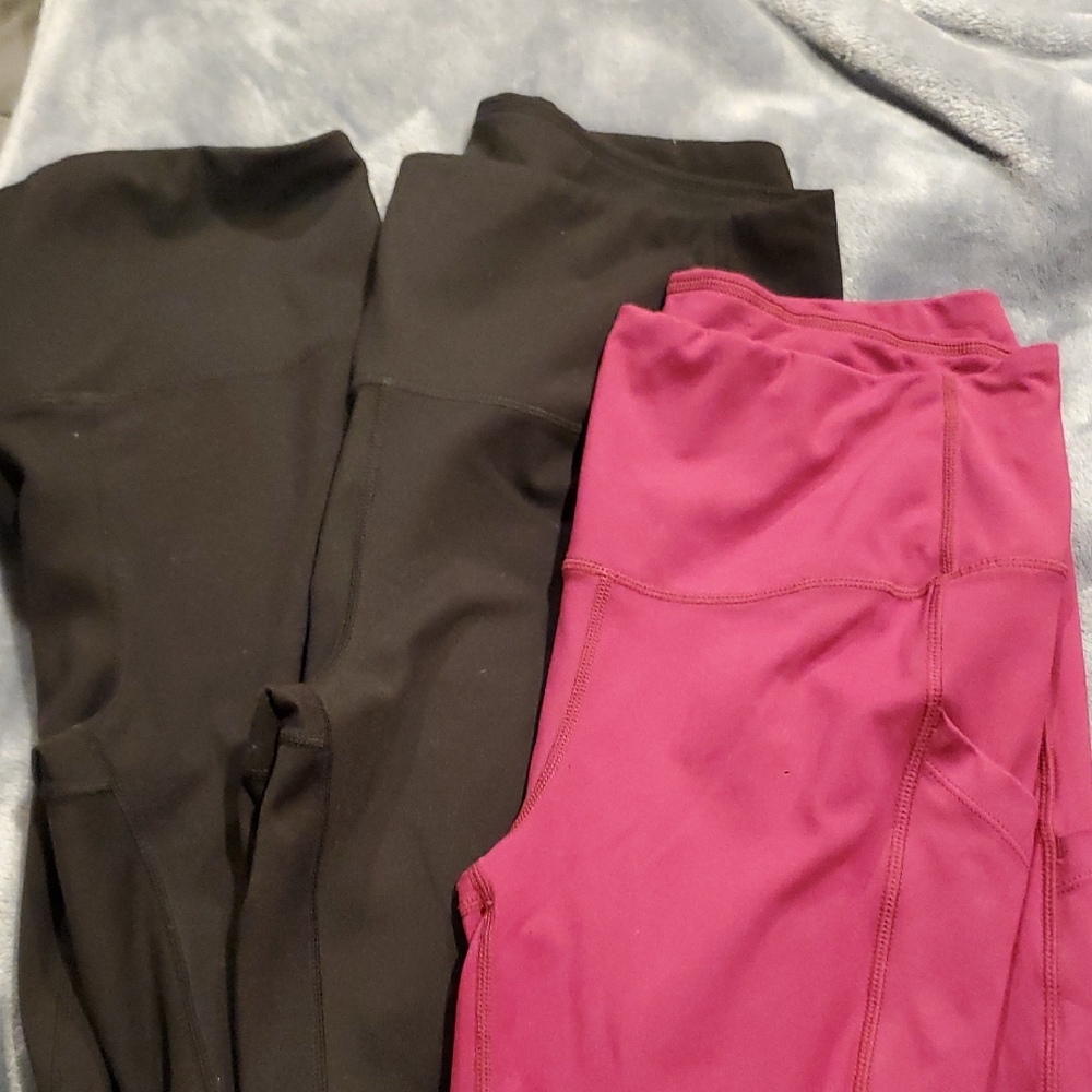 32 Degrees Cool Black and Pink Leggings Performance Stretch, Lot of 3